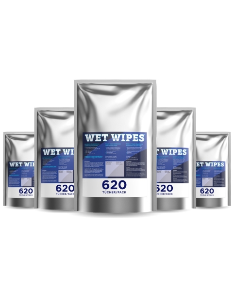 Wet Wipes 6 x 620 alkoholfreie Desinfektionstücher für Flächen und Geräte