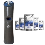 Kunststoffspender granit + wahlweise 6 x 620 oder 750 WET WIPES Desinfektionstücher