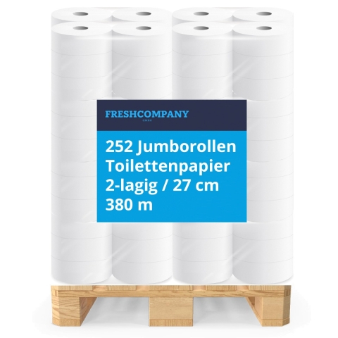 6 x Jumbo-Toilettenpapier, 2-lagig, 380,0 m, Zellulose, Ø 27 cm