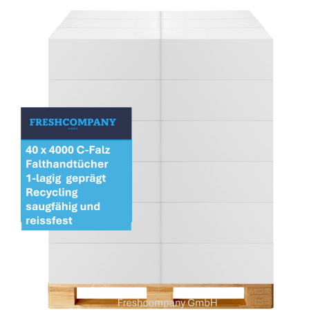 40 x 4000 C-Falz Falthandtücher, Recycling 1-lagig, 24 x 31 cm
