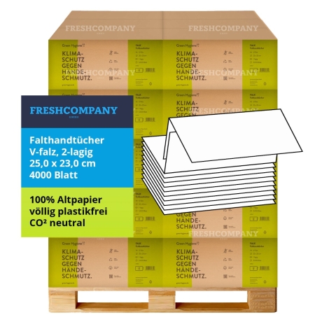 32 x 4000 Green Hygiene FRIEDA Öko-V-Falz Falthandtücher Recycling 2-lagig 25 x 23 cm