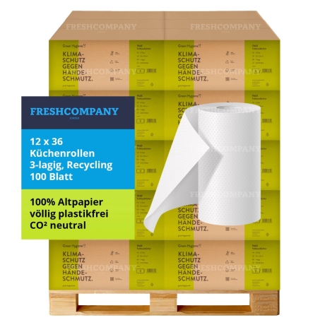 12 x 36 Green Hygiene® KARLA Küchenrollen, 3-lagig, Recycling, 100 Blatt
