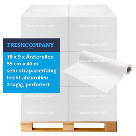 18 x 9 Medizinrollen, Liegenauflagen, Ärztekrepp, 55 x 40 cm