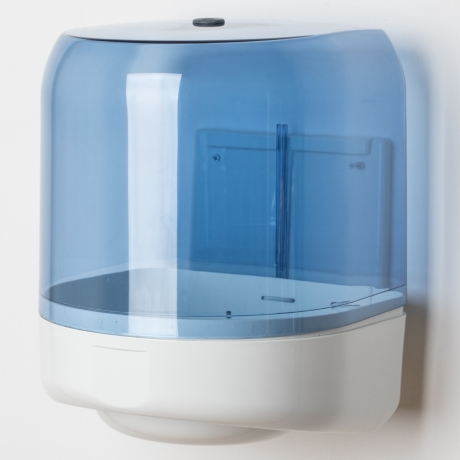 Wandspender aus hochwertigem Kunststoff für WET WIPES  transparent blau