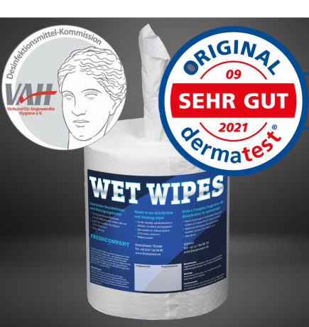 6 x 620 Wet Wipes alkoholfreie Desinfektionstücher 100 % Zellstoff 23 x 25 cm