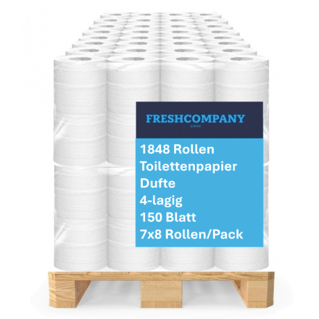 Toilettenpapier dufte, 4-lagig, 150 Blatt, hochweiss, 7x8 Rollen/Pack
