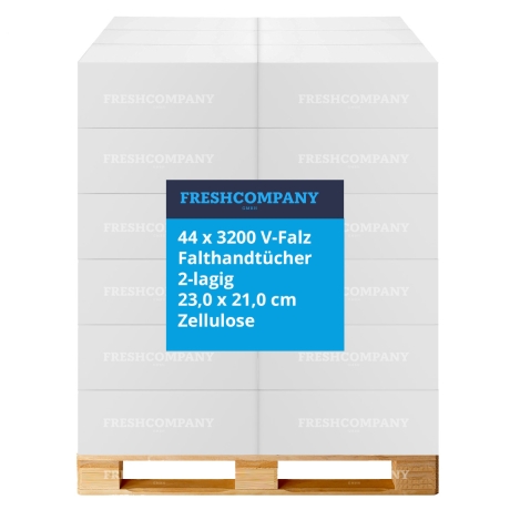 44 x 3200 V-Falz Falthandtücher, Zellulose, 2-lagig, 23 x 21 cm