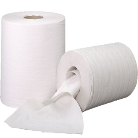 6 Handtuchrollen Innenabwicklung, kernlos, 2-lagig, perforiert, Zellstoff 150 m 