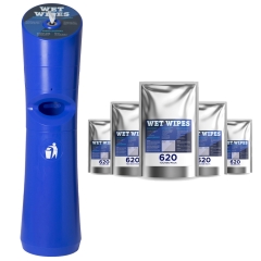Set Wet Wipes 620 Desinfektionstücher + Kunststoffspender blau