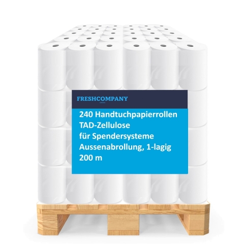 40 x 6 Handtuchrollen TAD-Zellulose für Spendersysteme, 1-lagig,  200 m 