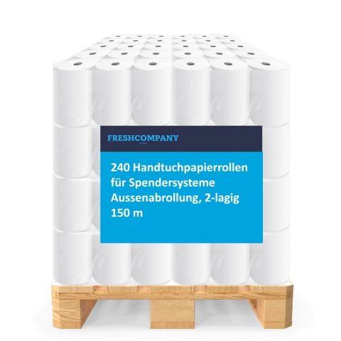 240 Handtuchrollen Zellulose für Spendersysteme, 2-lagig, 150 m 