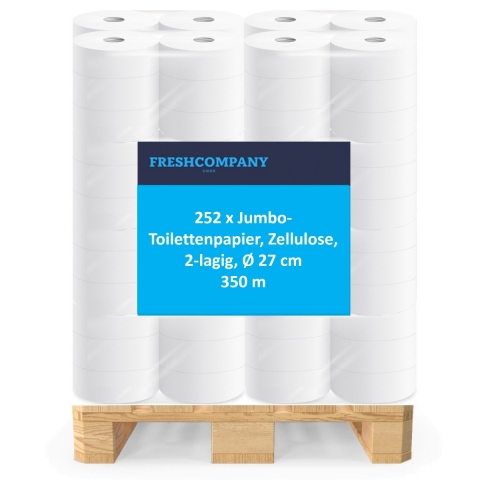 252 x Jumbo-Toilettenpapier, 2-lagig, 350 m, Ø 27 cm