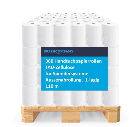 60 x 6 Handtuchrollen TAD-Zellulose für Spendersysteme, 1-lagig, 110 m 