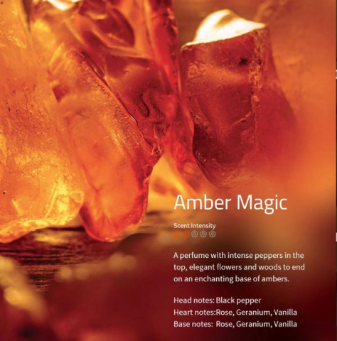 Amber Magic **
Ein leichtes Parfüm mit intensiver Pfeffernote, elegantem Blumenduft und holzigem Unterton