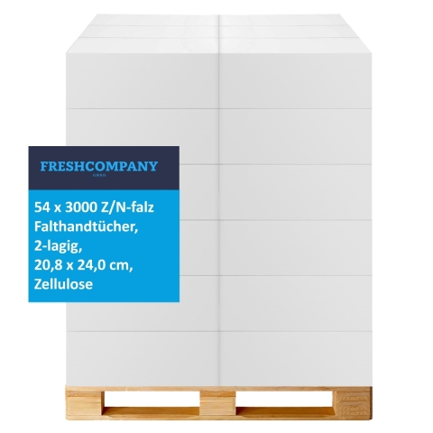 54 x 3000 N-fold Falthandtücher, 2-lagig, 20,8 x 24,0 cm, Zellulose