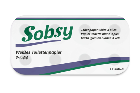 Sobsy Toilettenpapier 3-lg. Zellstoff, 250 Bl./Rolle - 72 Rollen