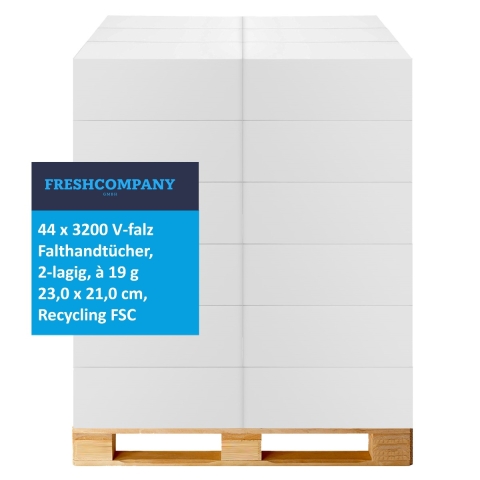 44 x 3200 V-Falz Falthandtücher, 2-lagig, 23,0 x 21,0 cm, Recycling