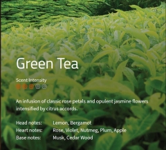 Green Tea Aromaöl 200ml
Ein Aufguss aus Rosenblättern mit opulenten Jasminblüten und Zitrusnoten im Herzen.